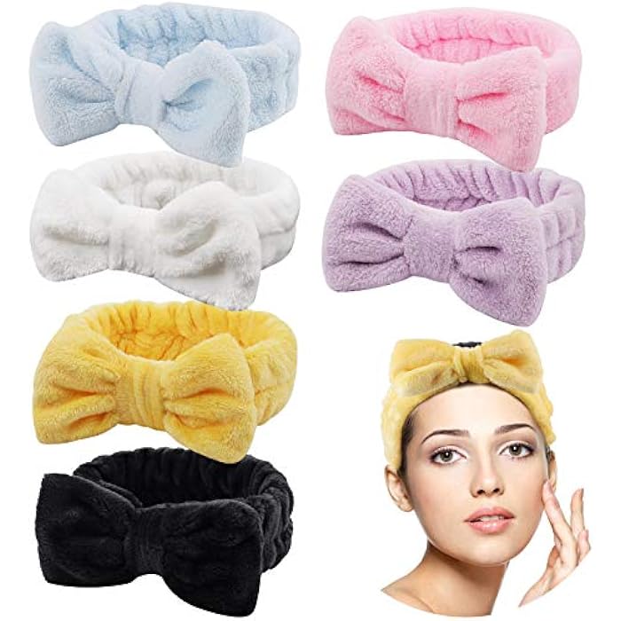 CAVETEE 6 Pack Spa Headband for Washing Face - Microfiber Makeup Hair Band for Women - Shower Towel Headband - Image 1